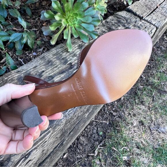 Anne Klein Peep Toe Slingback Brown White Colorblock Italy Heels Women’s Size 6M - Picture 10 of 10